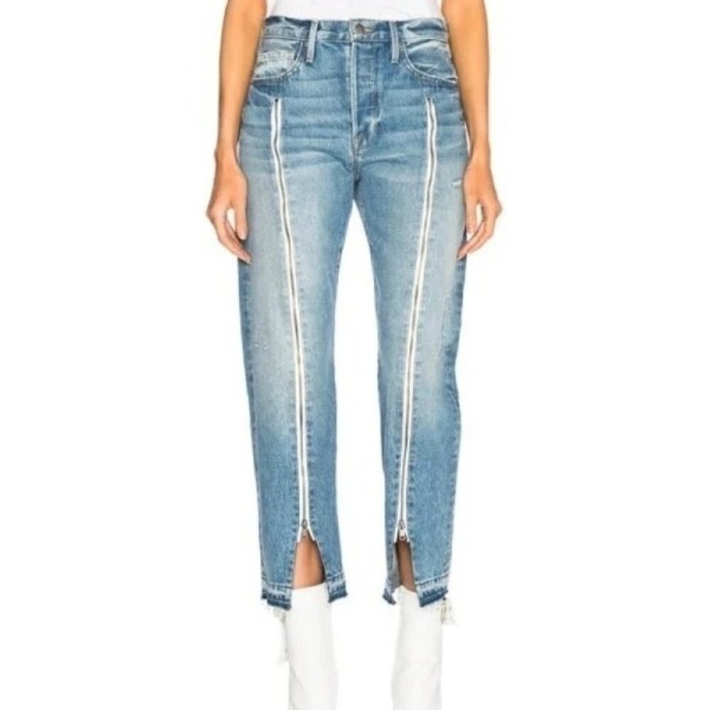 Frame Rigid Release Le Original Fairplex Jeans Front Zipper Detail Blue 28